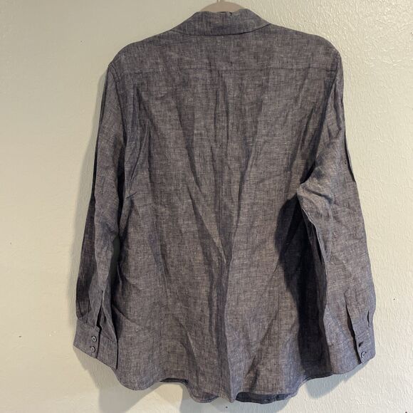 Woman's, Sz XL, Linen Shirt Tommy Bahama, Button Up, Long Sleeve w/Roll Tab Navy - Picture 4 of 5